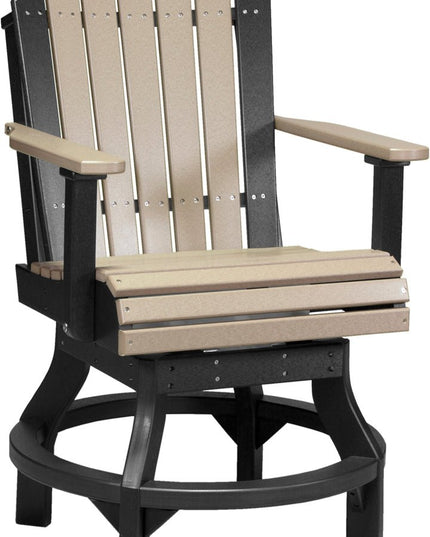 LuxCraft Poly Adirondack Swivel Chair (Counter Height) Weatherwood & Black