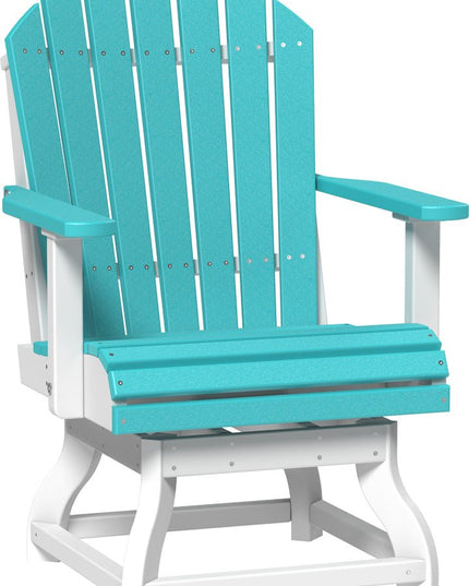 LuxCraft Poly Adirondack Swivel Chair (Dining Height) Aruba Blue & White