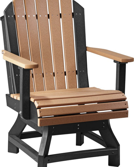 LuxCraft Poly Adirondack Swivel Chair (Dining Height) Cedar & Black