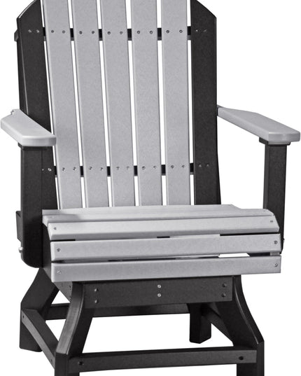 LuxCraft Poly Adirondack Swivel Chair (Dining Height) Dove Gray & Black