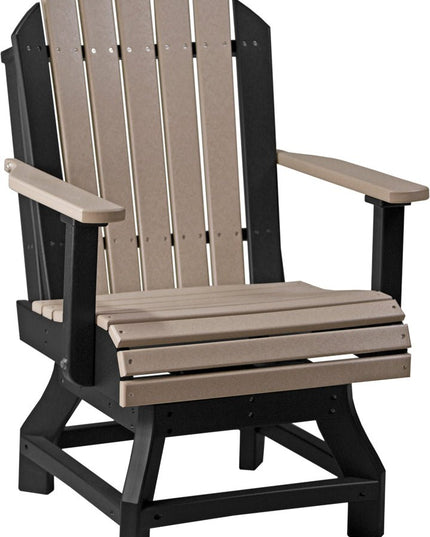 LuxCraft Poly Adirondack Swivel Chair (Dining Height) Weatherwood & Black