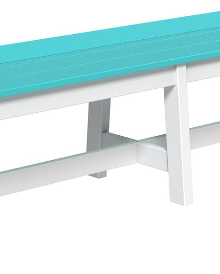 LuxCraft Cafe Dining Bench 72" Aruba Blue and White