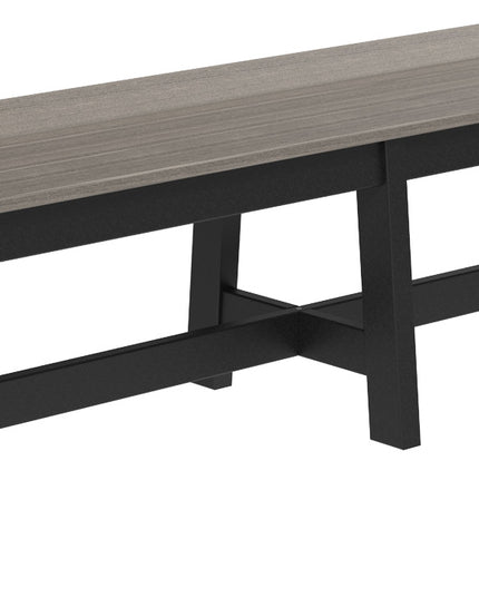 LuxCraft Cafe Dining Bench 72" Coastal Gray and Black