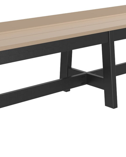 LuxCraft Cafe Dining Bench 72" Weatherwood and Black