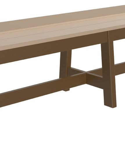 LuxCraft Cafe Dining Bench 72" Weatherwood and Chestnut Brown