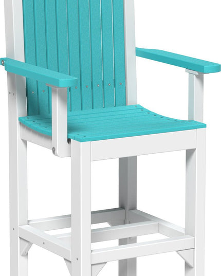 LuxCraft Classic Arm Chair (Bar Height) Aruba Blue & White
