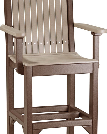 LuxCraft Classic Arm Chair (Bar Height) Weatherwood & Chestnut Brown