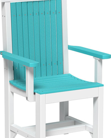 LuxCraft Classic Arm Chair (Dining Height) Aruba Blue & White