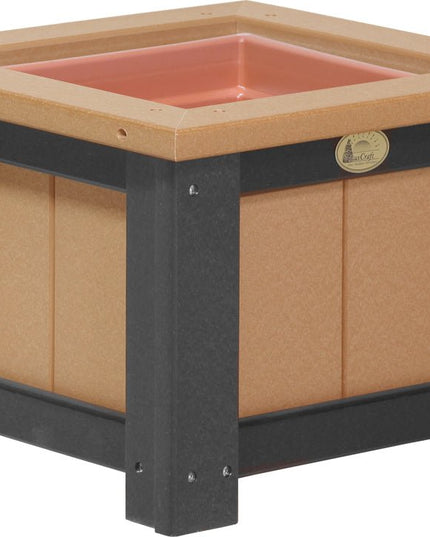 LuxCraft Poly 15" Square Planter (Cedar & Black)
