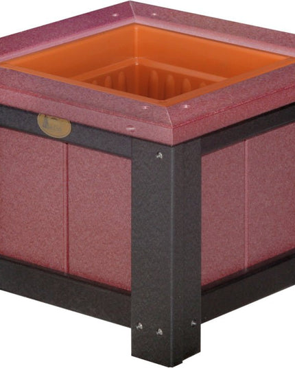 LuxCraft Poly 15" Square Planter (Cherrywood & Black)