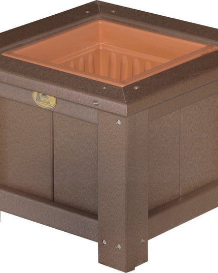LuxCraft Poly 15" Square Planter (Chestnut Brown)