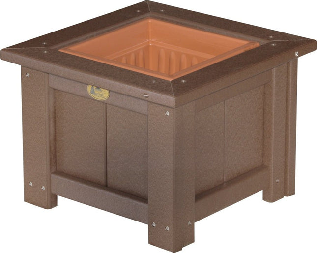 LuxCraft Poly 15" Square Planter (Chestnut Brown)