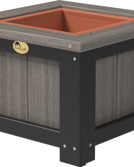 LuxCraft Poly 15" Square Planter (Coastal Gray & Black)
