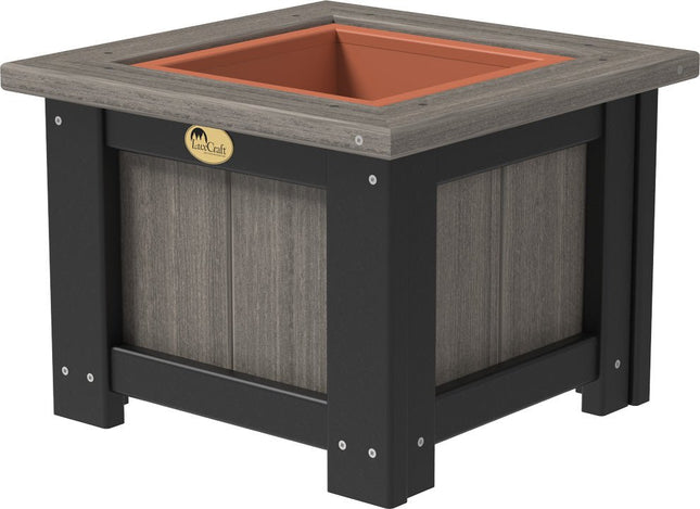 LuxCraft Poly 15" Square Planter (Coastal Gray & Black)
