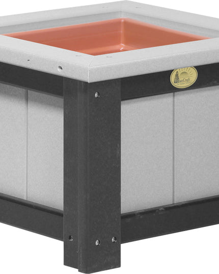 LuxCraft Poly 15" Square Planter (Dove Gray & Black)