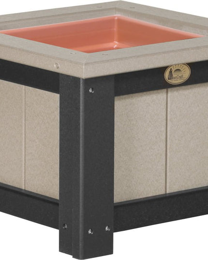 LuxCraft Poly 15" Square Planter (Weatherwood & Black)