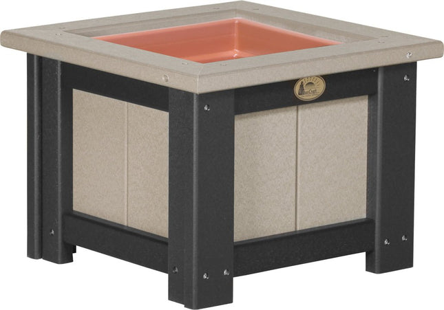 LuxCraft Poly 15" Square Planter (Weatherwood & Black)