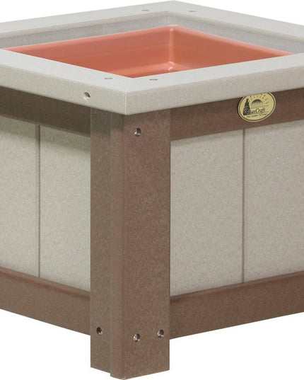 LuxCraft Poly 15" Square Planter (Weatherwood & Chestnut Brown)