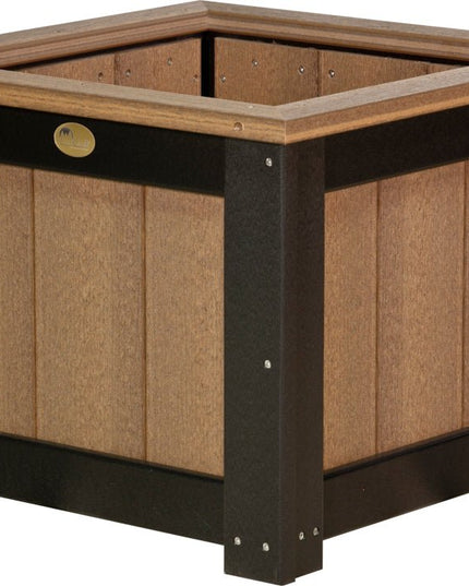 LuxCraft Poly 24" Square Planter (Antique Mahogany & Black)