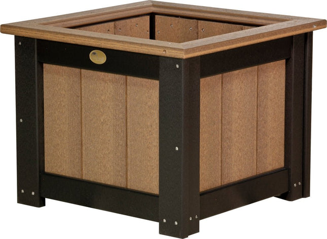 LuxCraft Poly 24" Square Planter (Antique Mahogany & Black)