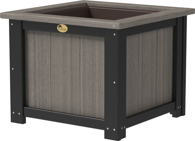 LuxCraft Poly 24" Square Planter (Coastal Gray & Black)