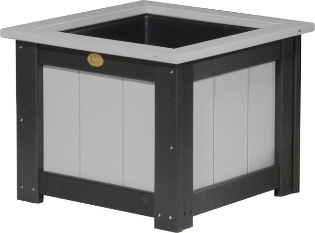 LuxCraft Poly 24" Square Planter (Dove Gray & Black)