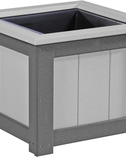 LuxCraft Poly 24" Square Planter (Dove Gray & Slate)