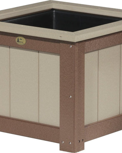 LuxCraft Poly 24" Square Planter (Weatherwood & Chestnut Brown)