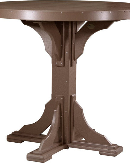 LuxCraft 4' Round Table Chestnut Brown Bar Height