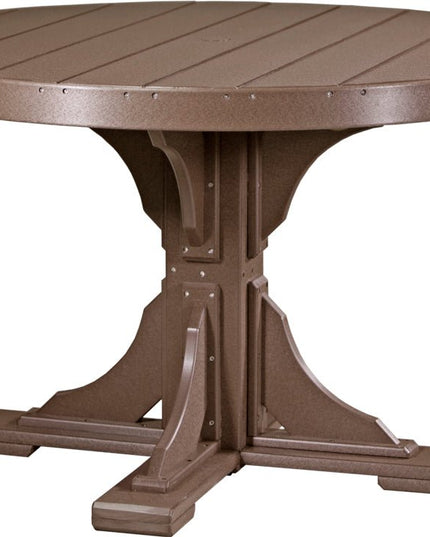 LuxCraft 4' Round Table Chestnut Brown Dining Height