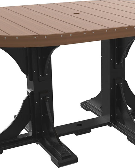 LuxCraft Poly 4 x 6 Oval Table Antique Mahogany & Black Counter Height