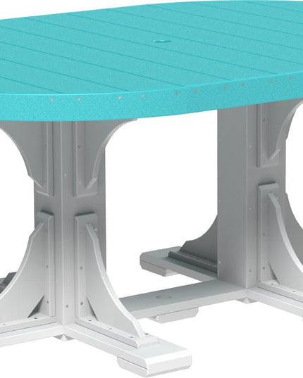 LuxCraft Poly 4 x 6 Oval Table Aruba Blue & White Dining Height