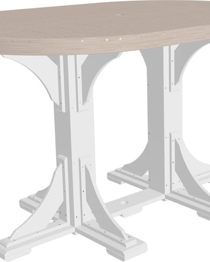 LuxCraft Poly 4 x 6 Oval Table Birch & White Bar Height