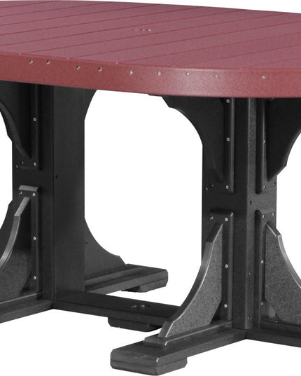 LuxCraft Poly 4 x 6 Oval Table Cherrywood & Black Dining Height