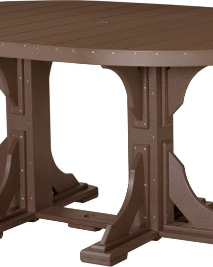 LuxCraft Poly 4 x 6 Oval Table Chestnut Brown Counter Height