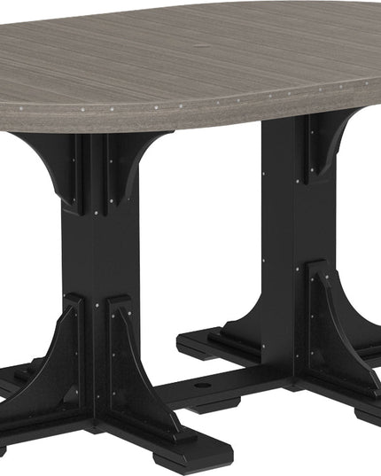 LuxCraft Poly 4 x 6 Oval Table Coastal Gray & Black Counter Height
