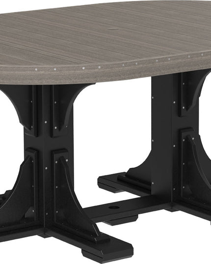 LuxCraft Poly 4 x 6 Oval Table Coastal Gray & Black Dining Height