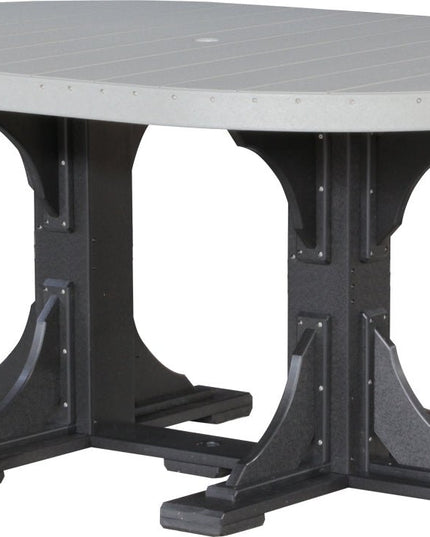 LuxCraft Poly 4 x 6 Oval Table Dove Gray & Black Counter Height