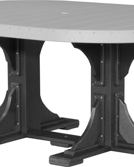 LuxCraft Poly 4 x 6 Oval Table Dove Gray & Black Dining Height Dining Height