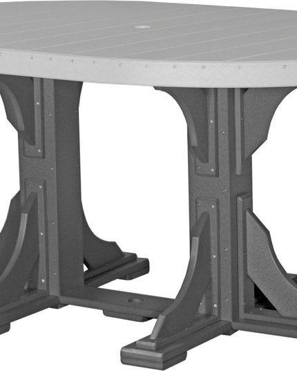 LuxCraft Poly 4 x 6 Oval Table Dove Gray & Slate Counter Height