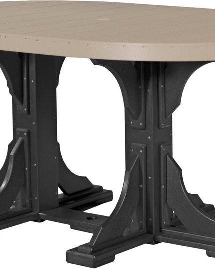 LuxCraft Poly 4 x 6 Oval Table Weatherwood & Black Counter Height