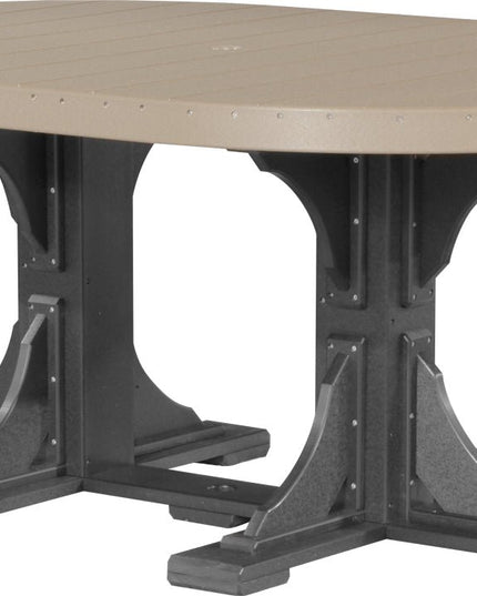 LuxCraft Poly 4 x 6 Oval Table Weatherwood & Black Dining Height