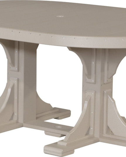 LuxCraft Poly 4 x 6 Oval Table Weatherwood Dining Height