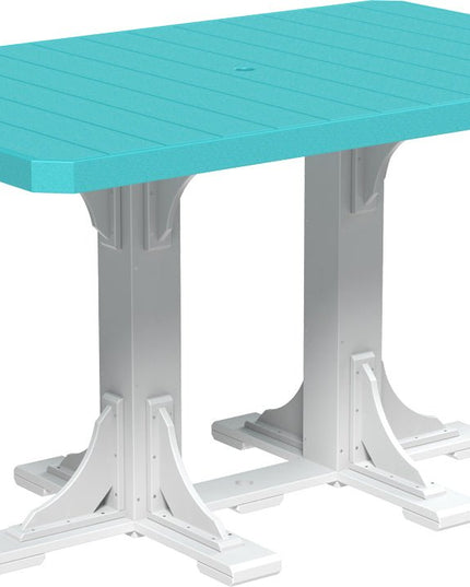 LuxCraft Poly 4x6 Rectangular Table Bar Height (Aruba Blue & White)