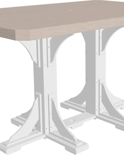 LuxCraft Poly 4x6 Rectangular Table Bar Height (Birch & White)