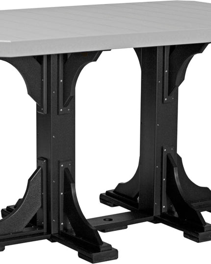 LuxCraft Poly 4x6 Rectangular Table Bar Height (Dove Gray & Black)