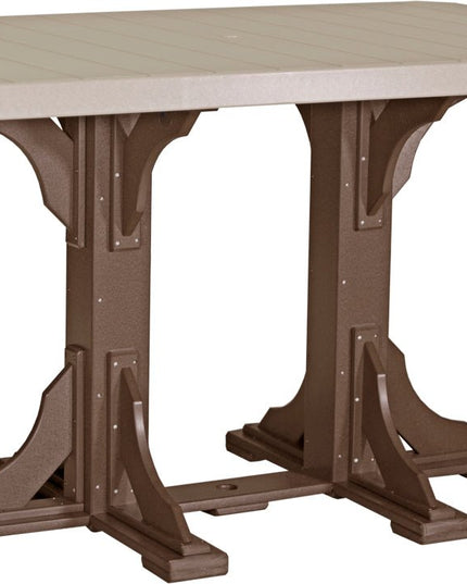LuxCraft Poly 4x6 Rectangular Table Bar Height (Weatherwood & Chestnut Brown)