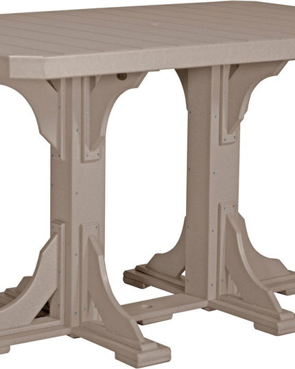 LuxCraft Poly 4x6 Rectangular Table Bar Height (Weatherwood)