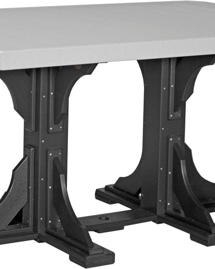 LuxCraft Poly 4x6 Rectangular Table Counter Height (Dove Gray & Black)