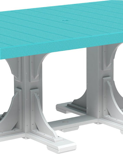 LuxCraft Poly 4x6 Rectangular Table Dining Height (Aruba Blue & White)
